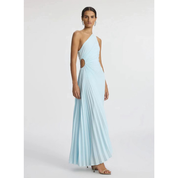 ALC Delfina Matte Pleated Dress Aqua Baby Blue US 6 - Picture 2 of 8